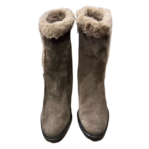 Aquatalia Brown Suede Shearling Boot Made in Italy NWOB Size 8 1/2 - Picture 3 of 8